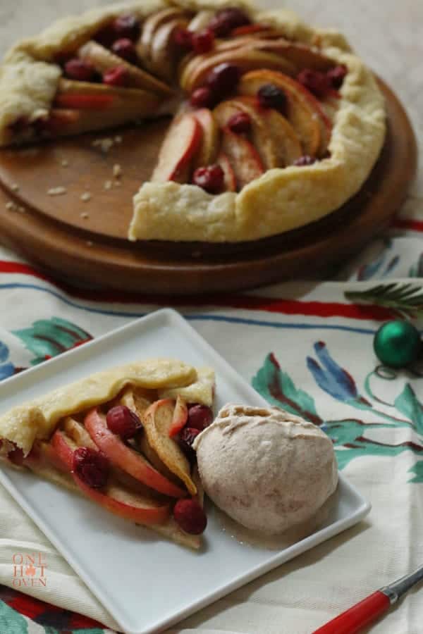 Apple Cranberry Galette with ice cream