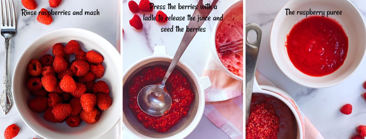 Making a raspberry puree.