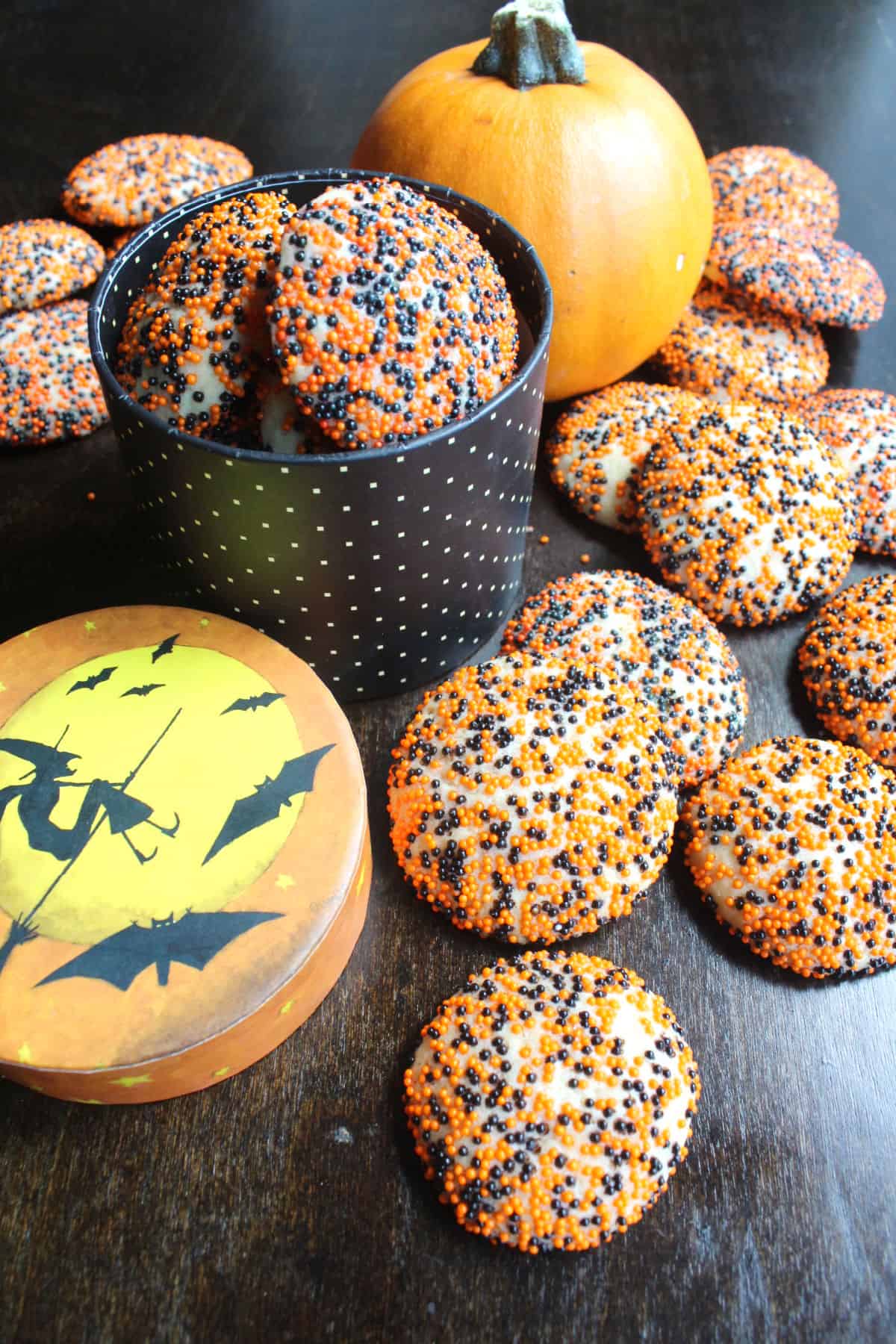 Halloween sprinkle cookies.