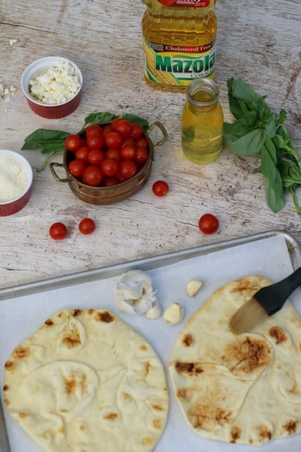 flatbreads with tomatoes and cheese