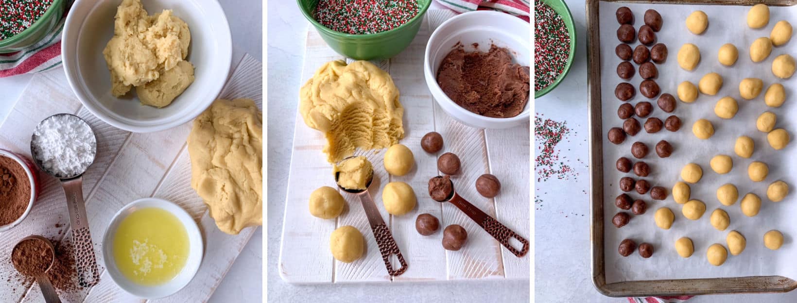 ingredients to make chocolate dough and dough balls