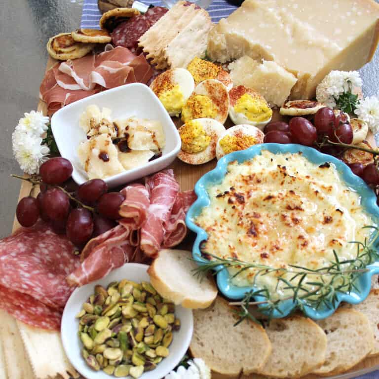 A meat and cheese board.