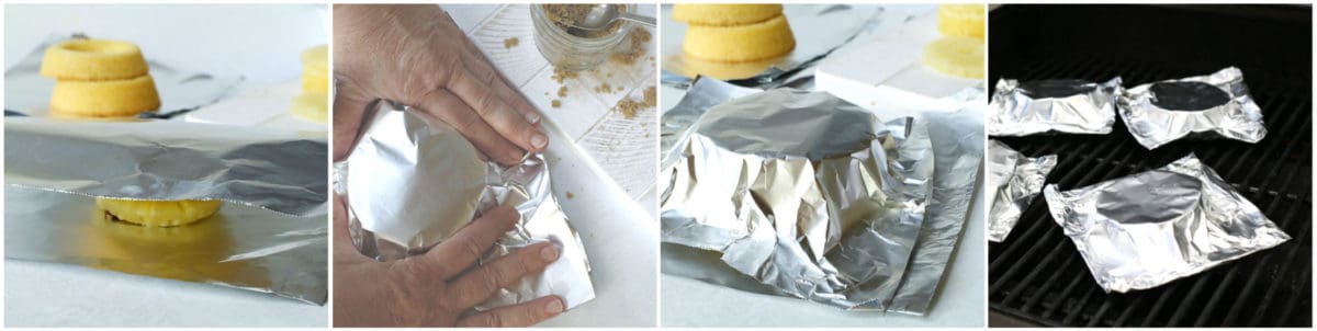 putting cakes in foil