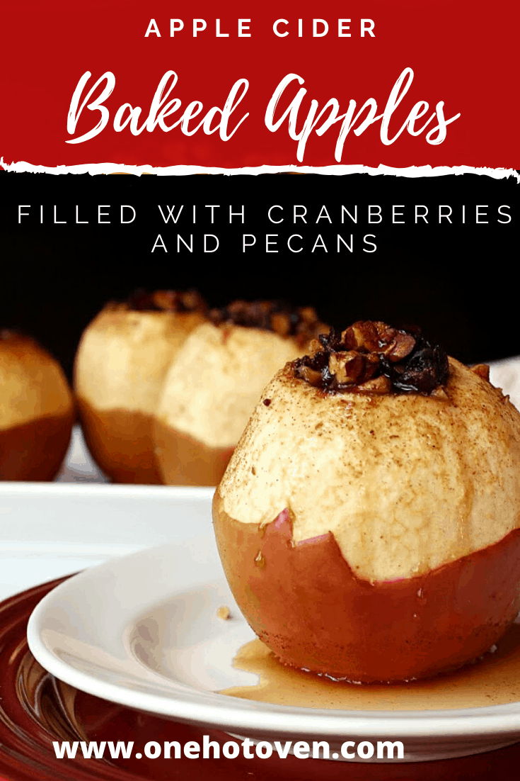 Pinterest image for baked apples with text overlay.
