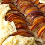 peach tart with almond filling and vanilla bean