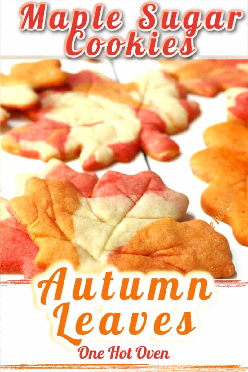Pin for autumn leaf cookies with a text overlay.