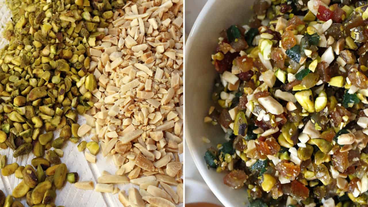 almond and pistachios and fruit and nuts mixed
