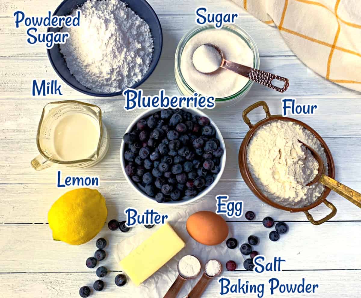 Ingredients for blueberry scones