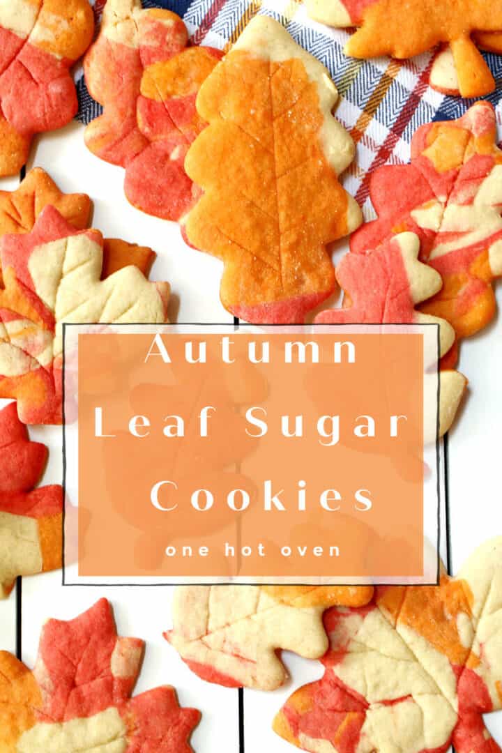 Autumn leaf sugar cookies pin with text overlay