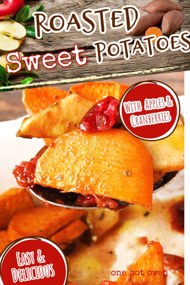Pinterest pin for roasted sweet potatoes