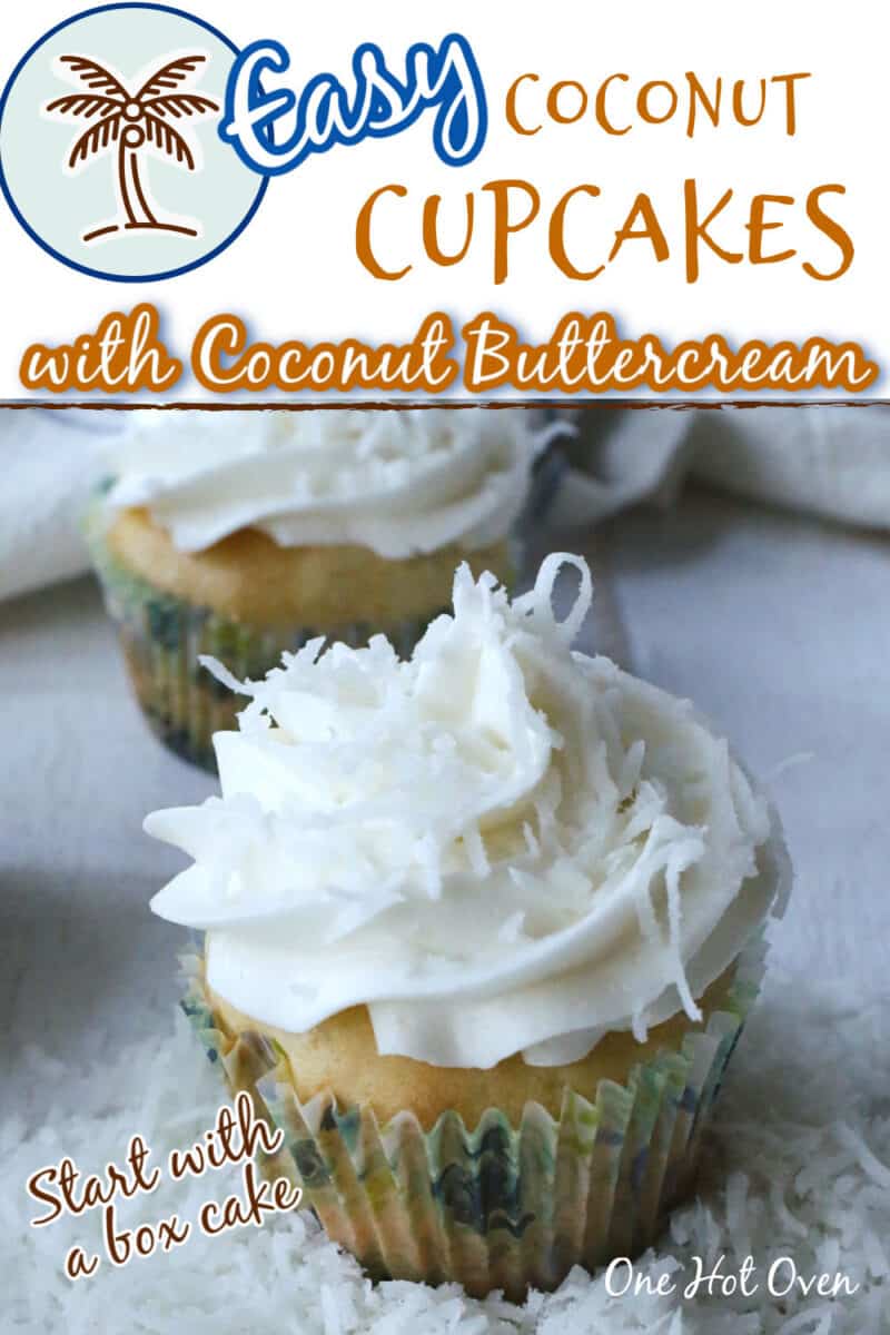 Pinterest pin for coconut cupcakes