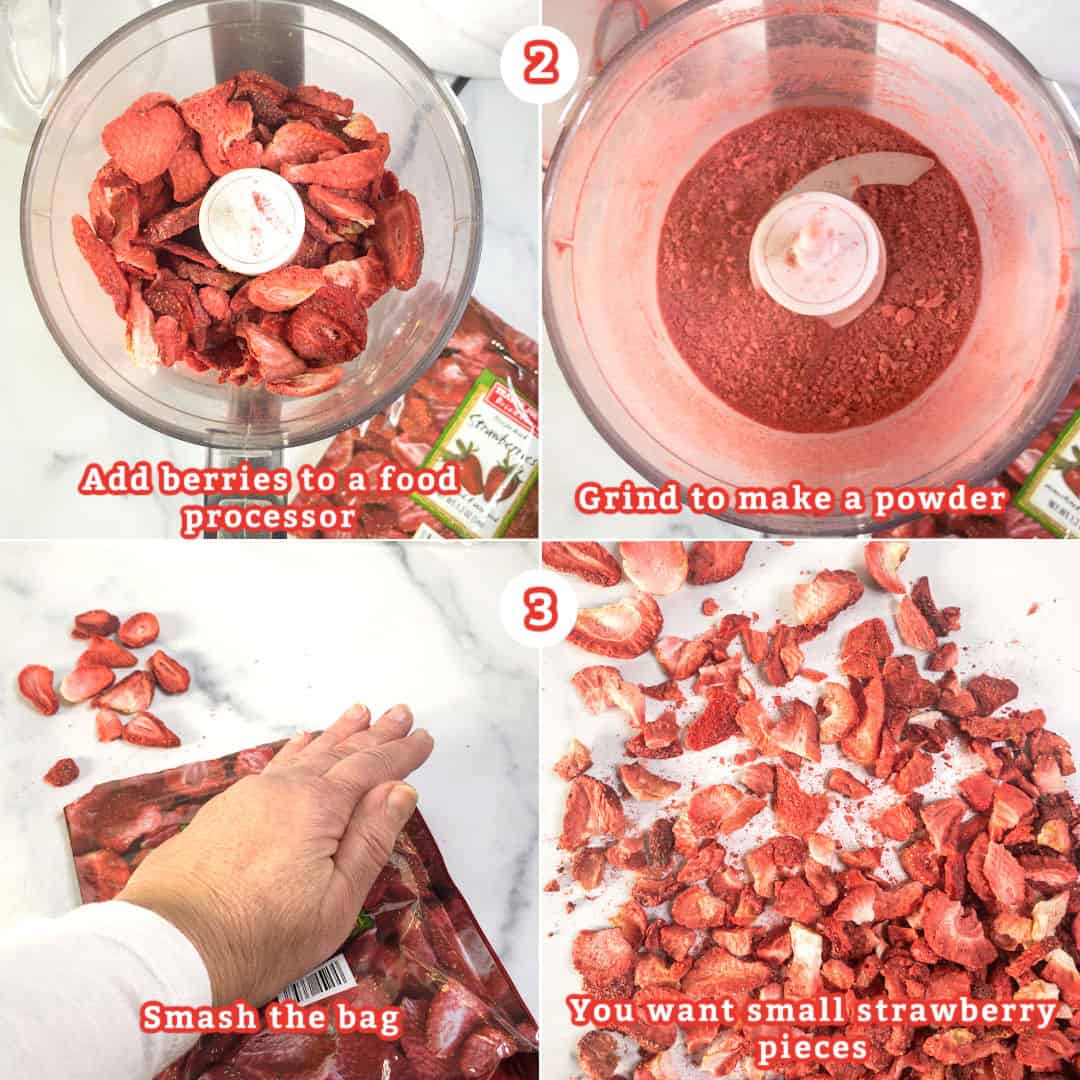 Step to make strawberry powder.
