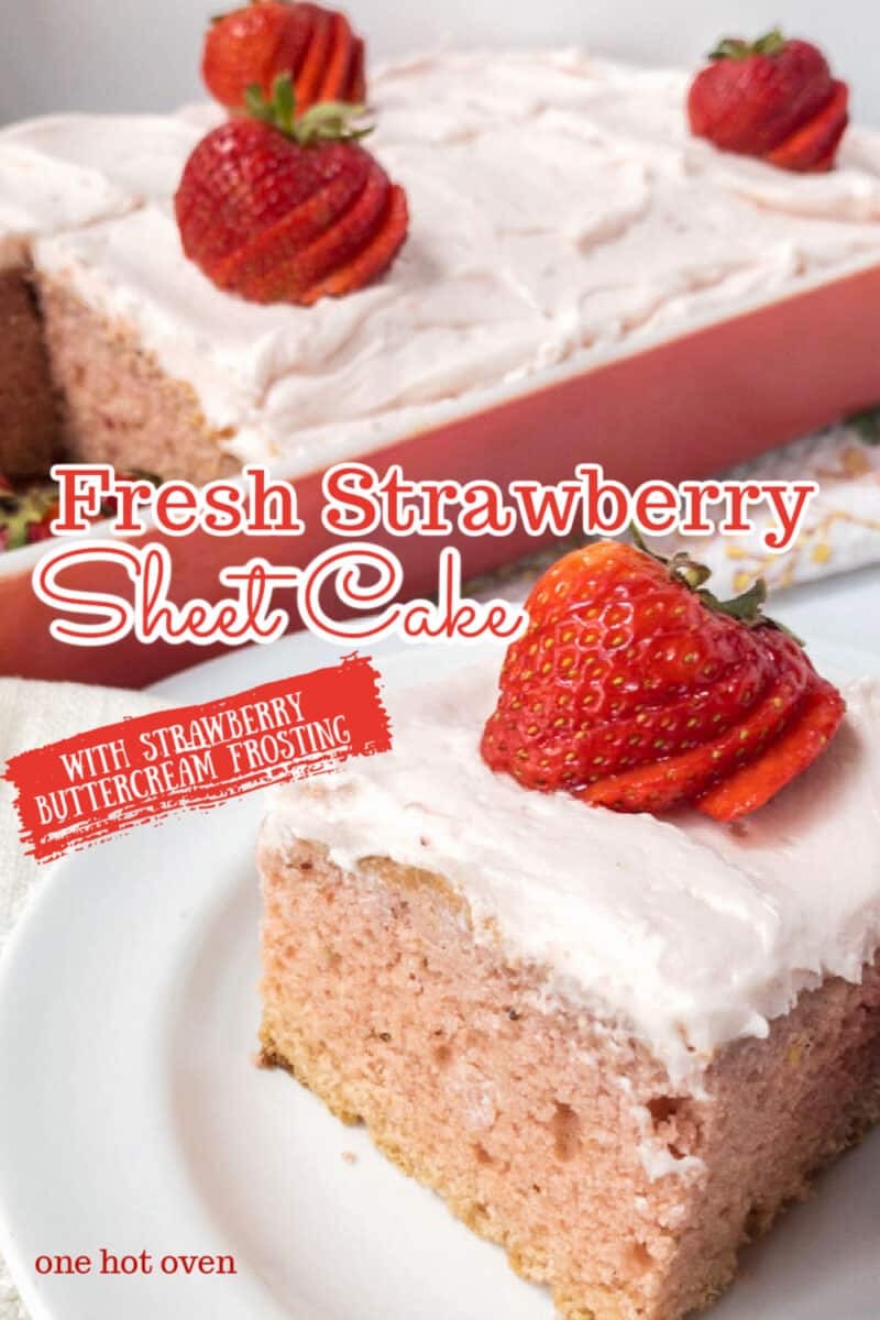 Pinterest pin for a strawberry cake