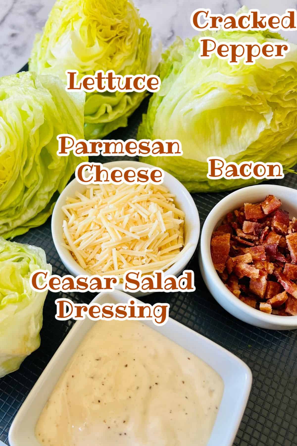 Ingredients to make a caesar salad.