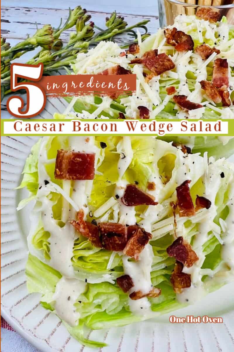 Caesar salad wedge on white plate.