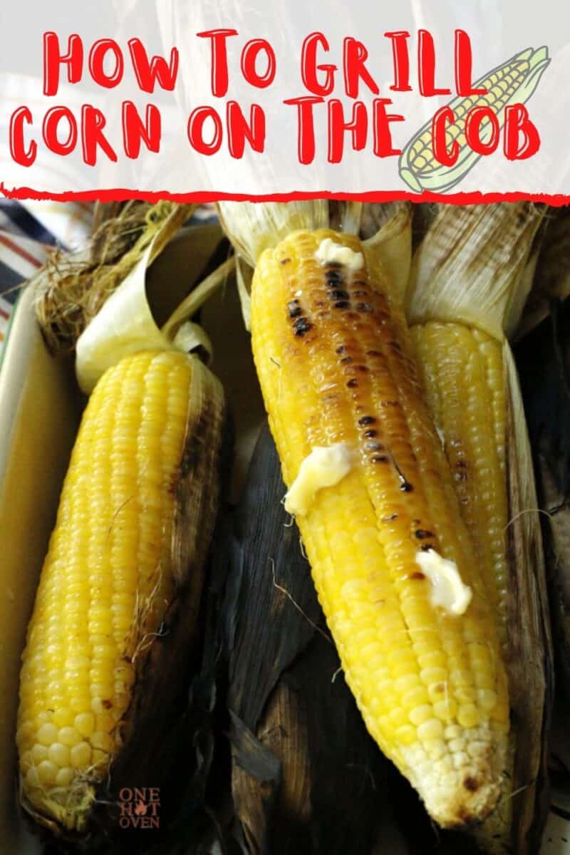 Corn on the cob Pinterest pin with text overlay.