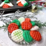 Christmas mints on a small glass dish.