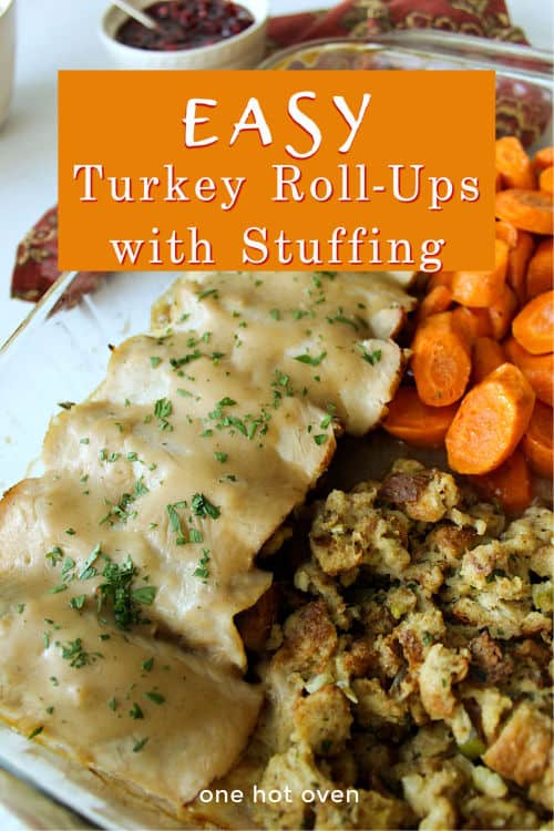 Pinterest pin for turkey rolls with a text overlay.