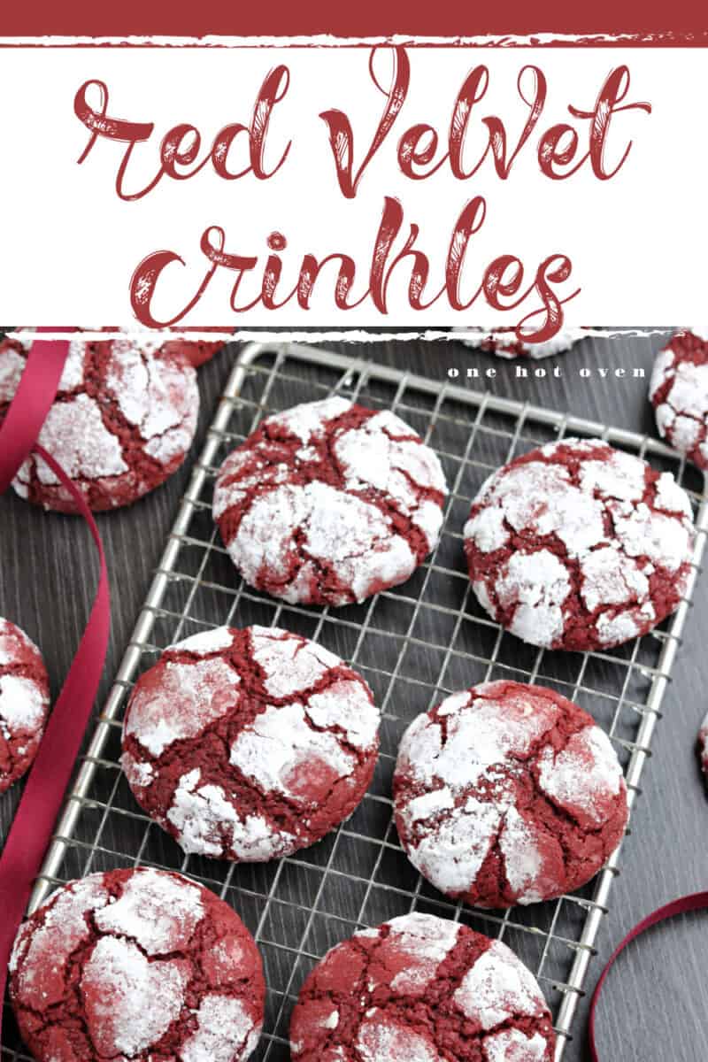 A pin for Red Velvet cookies with a text overlay.