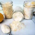 Three jars of lemon sugar.
