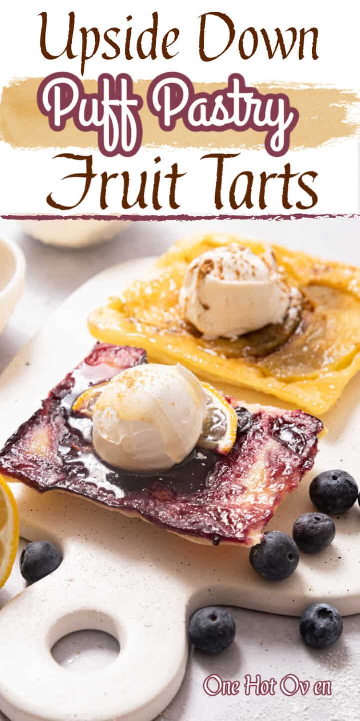 Puff pastry tart Pinterest pin with text overaly.