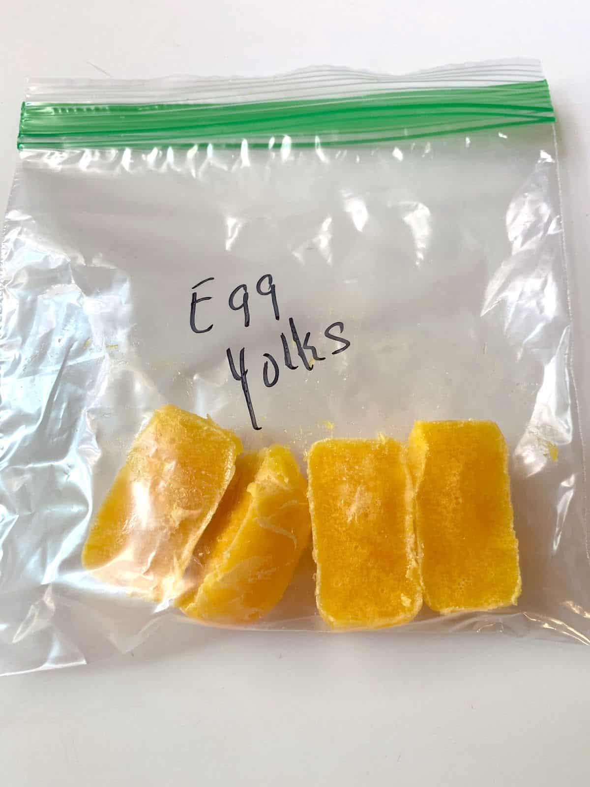 Egg yolks in a plastic bag.